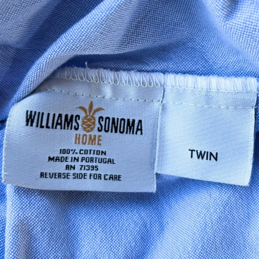 Williams Sonoma Oxford Cotton Fitted Sheet Twin Light Blue Bedding Portugal